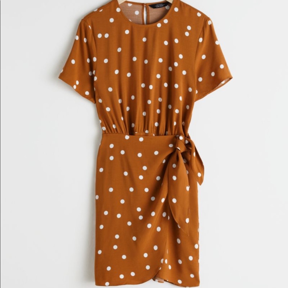 &Other Stories Polka Dot Wrap Mini Dress